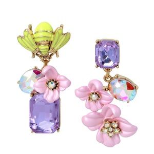 Betsey Johnson Bee Cluster Mismatched Drop Statement Earrings 🐝
